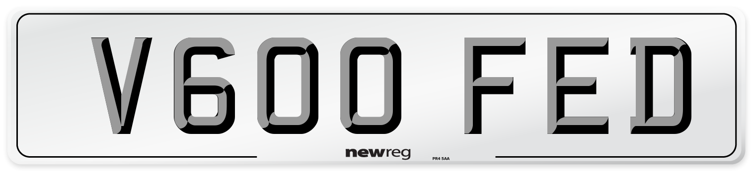 V600 FED Number Plate from New Reg